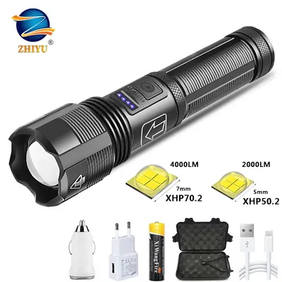 ZHIYU-Lampe de poche LED aste lanterne zoomable torche injuste portable étanche camping vélo