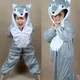 Umorden-Costume Loup Gris pour Enfants Combinaison Animal de Dessin Animé Spectacle de Loup