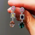 Huitan – boucles d'oreilles colorées de luxe pour femmes rose vif/jaune/bleu/vert/blanc bijoux de