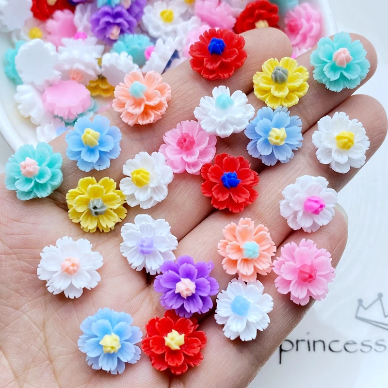 60 pièces nouveau 12mm mignon Mini fleur dos plat résine Cabochons Scrapbooking bijoux à bricoler soi-même artisanat décoration accessoire