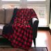 HomeRoots Buffalo Red Black Reversible Velvet and Sherpa Throw Blanket