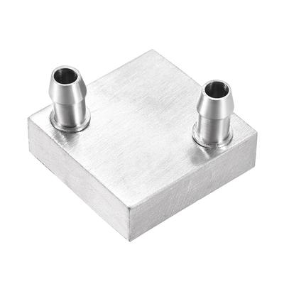 Aluminum Water Cooling Block 40x40mm Heatsink with Nozzle Upward - Silver Tone