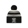 New Era Las Vegas Raiders NFL 2022 Sideline Sport Knit Chrome White Black Beanie - One-Size