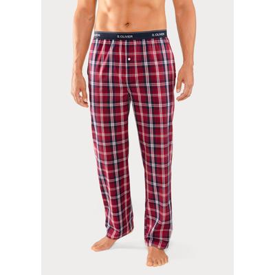 Webhose S.OLIVER, Herren, Gr. 44/46 (S), N-Gr, rot (rot, kariert), Web, Obermaterial: 100% Baumwolle, kariert, Basic, lang, Hosen Pyjamahose Homewear Hose, mit Markenlogo im Bund Image