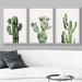IDEA4WALL Green Southwestern Desert Cactus Western Botanical Framed Canvas 3 Pieces Painting Print Wall Art Canvas in Green/White | Wayfair