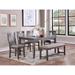 Rosalind Wheeler Dining Room Furniture Simple 6Pc Set Dining Table 4X Side Chairs & A Bench & Veneers Wood/Upholstered in Brown/Gray | Wayfair