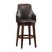 Ebern Designs Round Wooden Swivel Counter Stool w/ Padded Seat & Back 84 Wood in Brown | 23 W x 20.5 D in | Wayfair