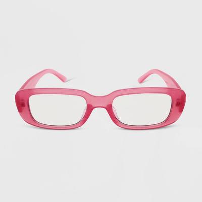 Women's Plastic Rectangle Blue Light Filtering Glasses - Wild Fable Pink