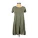 Forever 21 Casual Dress - A-Line Crew Neck Short sleeves: Green Print Dresses - Women's Size Small