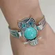 Bracelet Classique Vintage de Théâtre Turquoise Bijoux à la Mode Plaqué Argent Breloque Chia