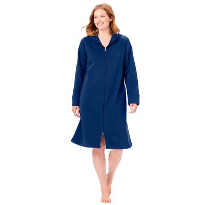 Plus Size Women's Short Hooded Sweatshirt Robe by Dreams & Co. in Evening Blue (Size 3X)