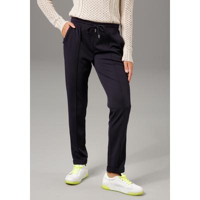 Schlupfhose ANISTON CASUAL, Damen, Gr. 48, N-Gr, blau (marine), Jersey, Obermaterial: 95% Polyester, 5% Elasthan, unifarben, Strukturmuster, modisch, figurumspielend lang, Hosen, in strukturierter Jersey-Qualität Image