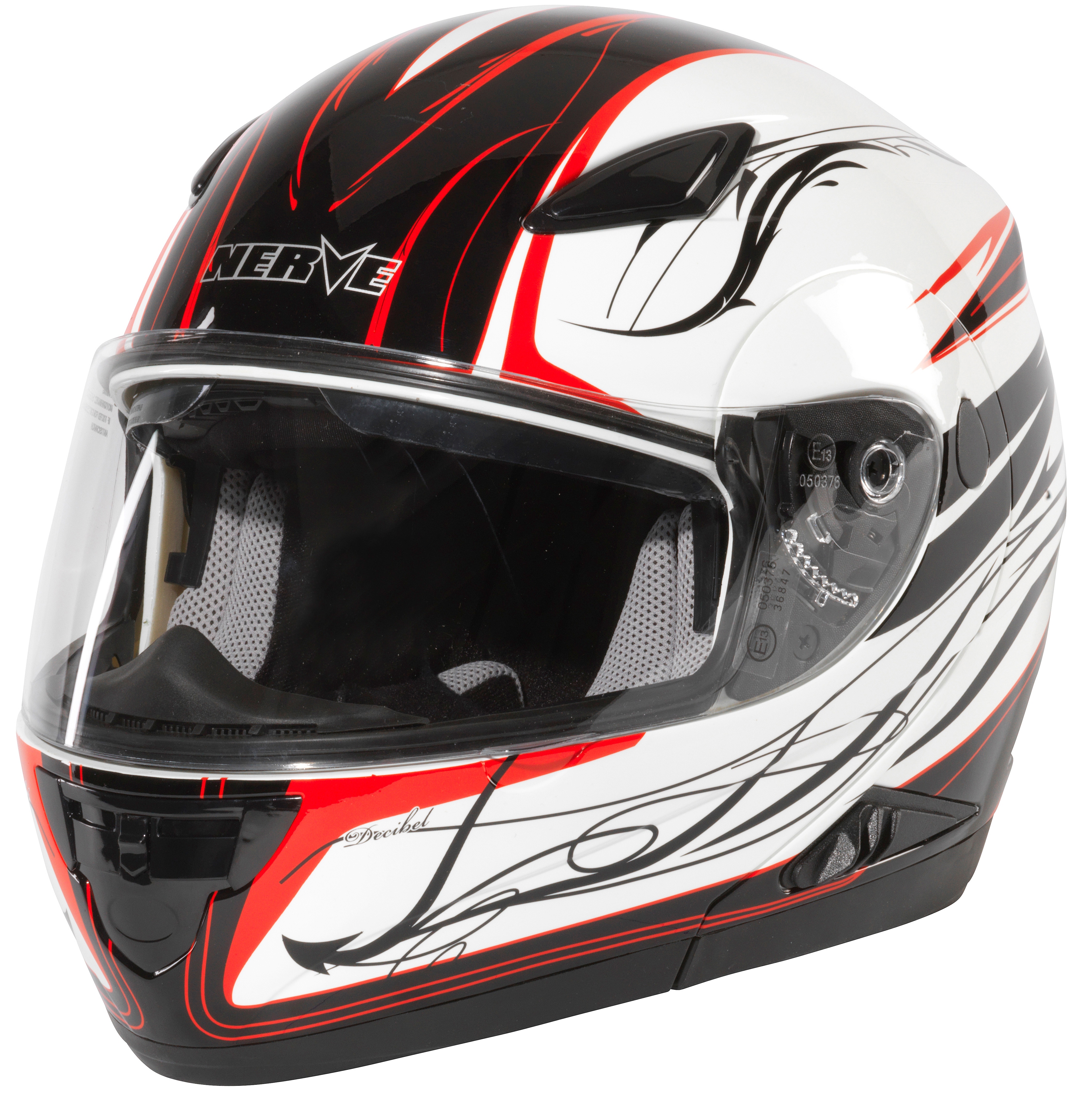 Motorradhelm NERVE "NH5008" Gr. L, rot (rot, weiß, schwarz), Helme, L Kopfumfang: 59cm - 60cm Image