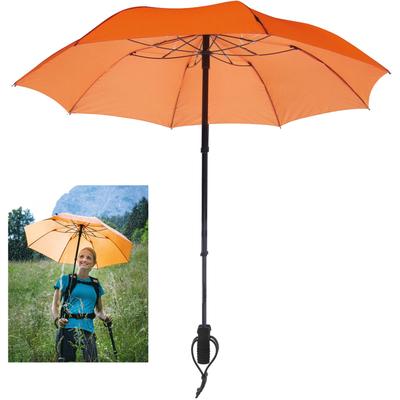 Taschenregenschirm EUROSCHIRM "teleScope handsfree, orange", orange, Bezug: 100% Polyester, uni, Regenschirme Taschenschirm, zweifach ausziehbarer Schaft, handfrei tragbar Image