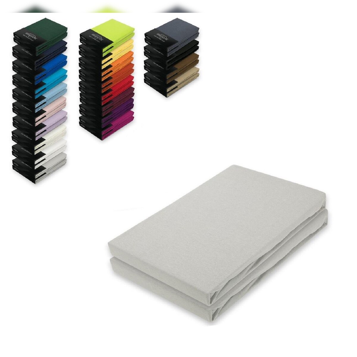 EXKLUSIV HEIMTEXTIL Jersey Spannbettlaken Doppelpack 140 - 160 x 200 cm Silber Image