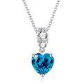 LOCIBLO Necklaces for Women 925 Sterling Silver Love Heart Pendant White Gold November Birthstone Synthetic London Blue Topaz Necklace Birthday Gifts Jewellery for Her, 16"+2"