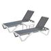 Ebern Designs Ysabelle 3 Piece Outdoor Chaise Lounge Set w/ Table Plastic in Gray | 37.2 H x 22.8 W x 77 D in | Wayfair