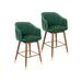 Rosdorf Park Grieteke 28" Velvet Bar Stool w/ Rubberwood Legs Wood/Upholstered/Velvet in Green | 40.55 H x 23.62 W x 23.62 D in | Wayfair