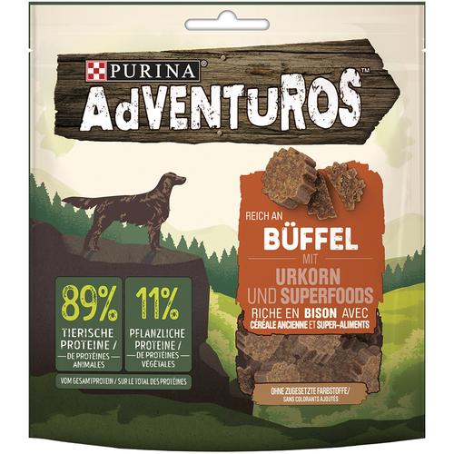 12x90g Reich an Büffel mit Urkorn AdVENTuROS Hundesnacks - 6 + 6 gratis!