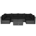 Costway 7 Pieces Patio Rattan Furniture Set with Sectional Sofa Cushioned-Black