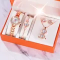 Lvpai-Ensemble de montre de luxe pour femme montre-bracelet à quartz or rose marque célèbre