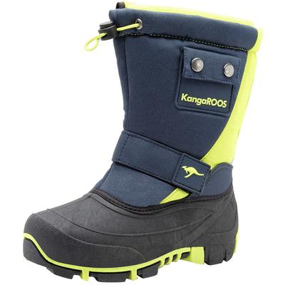 Winterstiefel KANGAROOS "Kanga-Bean II", Damen, Gr. 28, blau (navy, lime), Synthetik, Textil, sportlich, Schuhe, Snowboots, Winterboots, Winterschuhe, wasserabweisend
