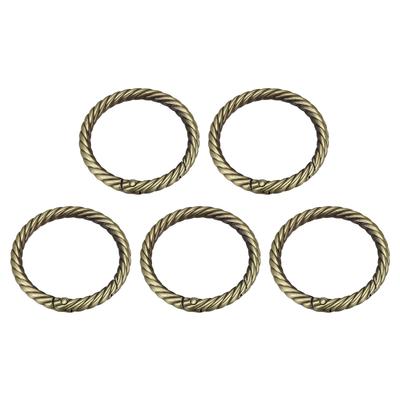 Purse Strap Rings, 5Pcs 47mm O Ring Metal Spring Snap Buckle for DIY Bag, Bronze