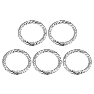 Purse Strap Rings, 5Pcs 42mm O Ring Metal Spring Snap Buckle for DIY Bag, Silver - Silver Tone