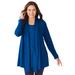 Plus Size Women's 2-Fer Cardigan & Lace Tunic by Woman Within in Deep Cobalt (Size M)