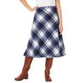 Plus Size Women's Back-Elastic Plaid Skirt by Woman Within in Navy Plaid (Size L)