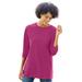 Plus Size Women's Perfect Three-Quarter Sleeve Crewneck Tee by Woman Within in Raspberry (Size L)
