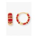 Kate Spade Jewelry | Kate Spade Rare Form Striped Huggie Hoop Earrings In Red | Color: Gold/Red | Size: Os