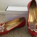 Coach Shoes | Coach Leather Flats - Red With Floral Design 7.5m | Color: Gold/Purple/Red | Size: 7.5