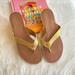 Coach Shoes | Coach Gold Women Flip Flops Size 7 1/2 | Color: Gold/White | Size: 7.5