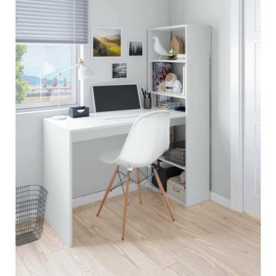 Schreibtisch Denton, Wendeschreibtisch mit Bücherregal mit 5 Böden, Studier- oder Bürotisch für