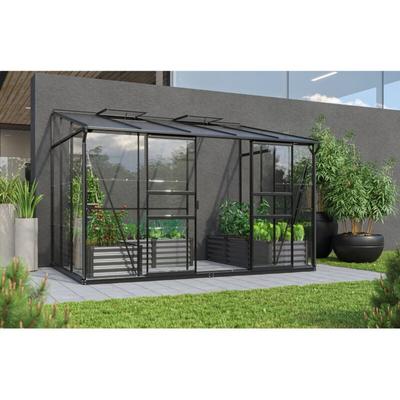 Vitavia Anlehn-Gewächshaus "Osiris 6500" schwarz 6,5 m² 3 mm ESG, 6 mm HKP