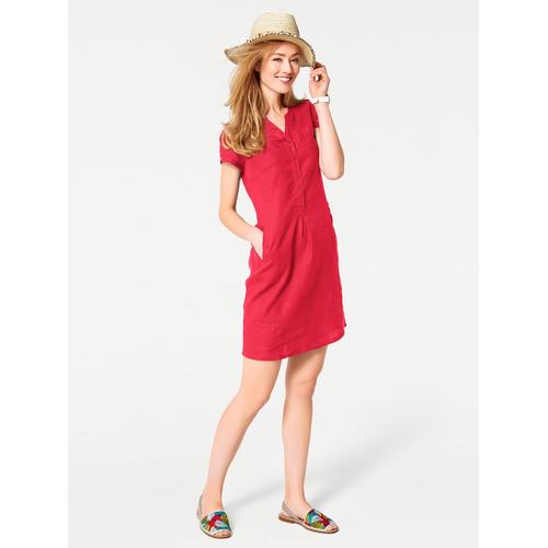 „Sommerkleid HEINE „“Leinenkleid““ Gr. 38, Normalgrößen, rot Damen Kleider Leinenkleider“