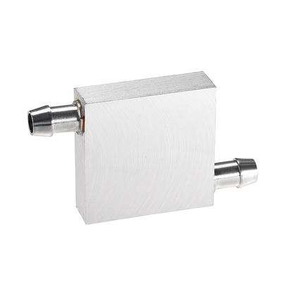 Aluminum Water Cooling Block 40x40mm Polished with Nozzle on Two Side - Silver Tone