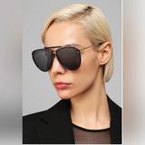 Gucci Accessories | Gucci Black Gold Web Grey Aviator 001 Gg0672s Unisex Sport Sunglasses | Color: Black | Size: Os