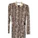 Michael Kors Dresses | Michael Kors Snake Skin Pattern Logo Plate Dress Long Sleeves | Color: Brown | Size: S