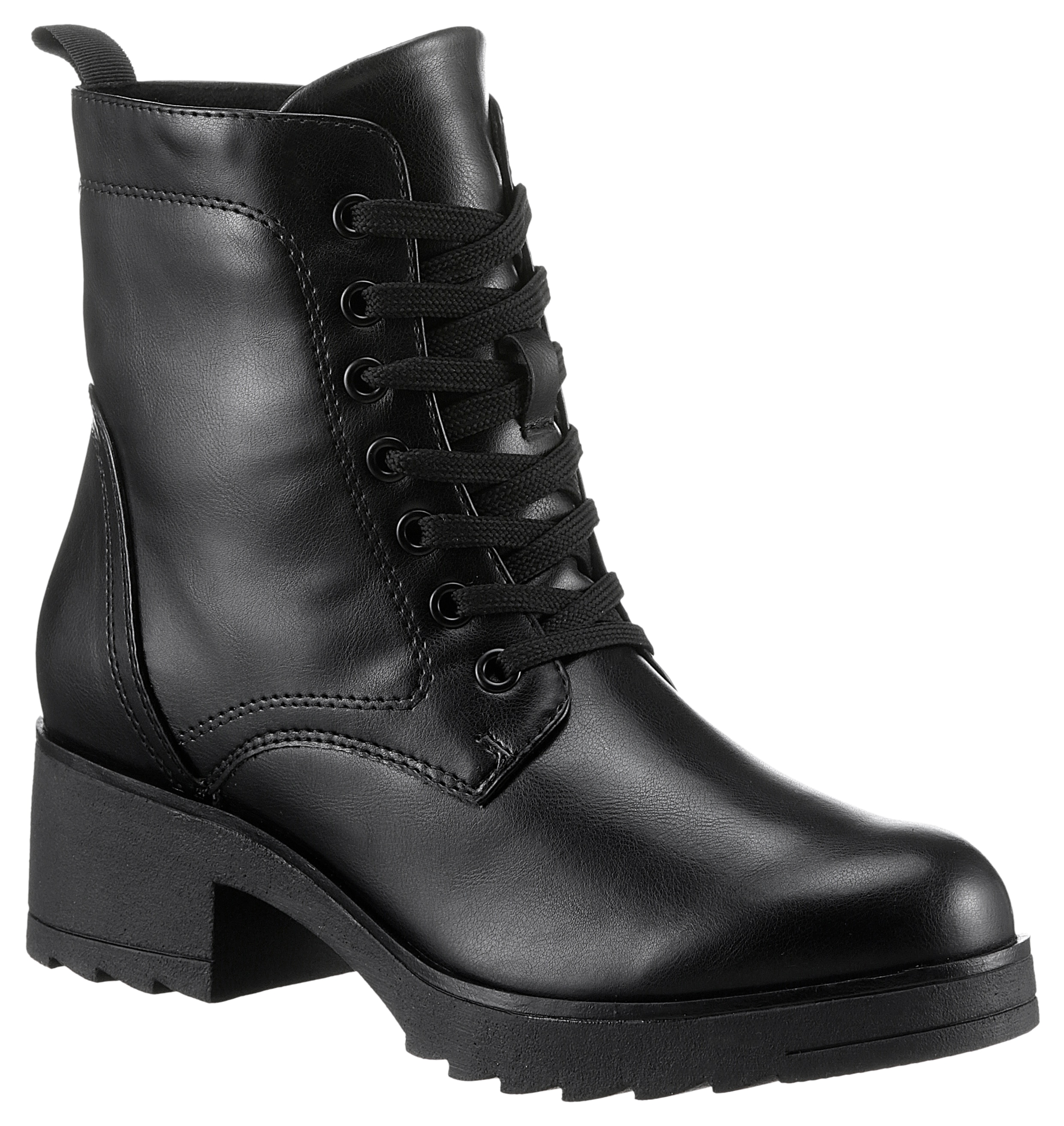 Schnürstiefelette MARCO TOZZI, Damen, Gr. 38, schwarz, Lederimitat, unifarben, Schuhe, mit FEEL-ME Ausstattung, Topseller