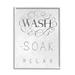 Stupell Industries Vintage Boutique Wash Soak Relax Bathroom Typography by Nina Pierce - Graphic Art on Canvas in Gray | Wayfair af-966_cn_24x30