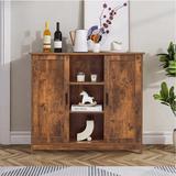 Millwood Pines Manglo 35.4" Wide Buffet Table Wood in Brown | 31.7 H x 35.4 W x 11.8 D in | Wayfair EBC3F18FB98A4400A0A41C4F27D24678