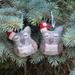 The Holiday Aisle® Owl Hanging Figurine Ornament Set of 2 Fabric in Gray/Red/White | 4 H x 0.5 W x 3 D in | Wayfair