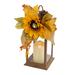 The Holiday Aisle® Sunflower & Burlap Bow Decorated Harvest Lantern Plastic | 14 H x 8 W x 9 D in | Wayfair C63C2DFD70DC44F2B15F6EF4C7703411