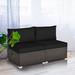 Ebern Designs 2pcs Patio Rattan Armless Sofa Sectional Furniture Conversation W/black Cushion in Black/Brown | 25.5 H x 51 W x 29.5 D in | Wayfair