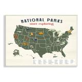 Stupell Industries National Parks Map w/ Numbered Key United States Wall Plaque Art By Daphne Polselli in Green | 13 H x 19 W x 0.5 D in | Wayfair