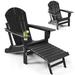Highland Dunes Espere Plastic Folding Adirondack Chair w/ Ottoman in Black | 36.5 H x 30 W x 53 D in | Wayfair 1EB0A4BA96F54308A05E0DDCC158D3EC