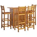 Red Barrel Studio® 5 Piece Patio Bar Set Solid Wood Acacia Wood in Brown | 41.3 H in | Wayfair 972478CE64FB4E44806CBD1A3EC810F0