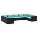 Latitude Run® 9 Piece Patio Lounge Set w/ Cushions Poly Rattan Wicker/Rattan in Blue/Black | 23.8 H x 27.6 W x 27.6 D in | Wayfair